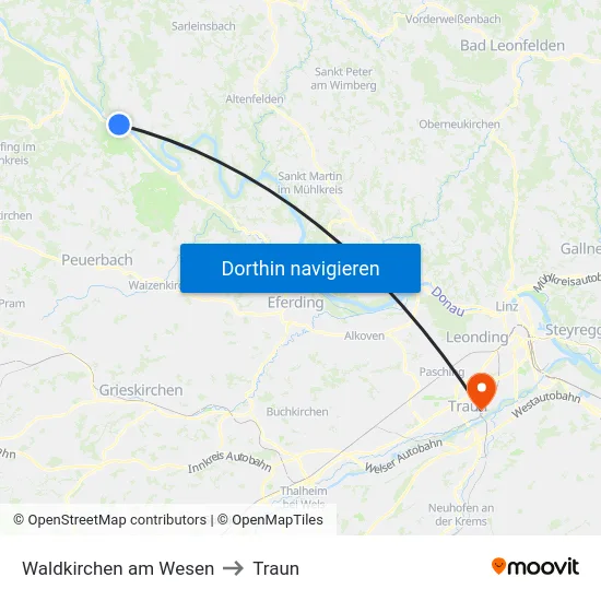 Waldkirchen am Wesen to Traun map