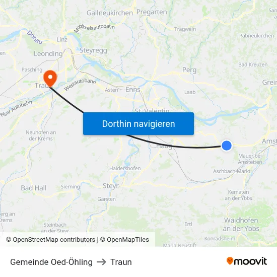 Gemeinde Oed-Öhling to Traun map