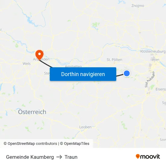 Gemeinde Kaumberg to Traun map