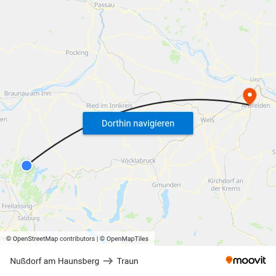 Nußdorf am Haunsberg to Traun map