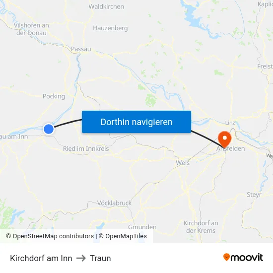 Kirchdorf am Inn to Traun map