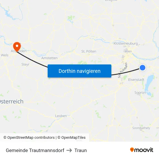 Gemeinde Trautmannsdorf to Traun map