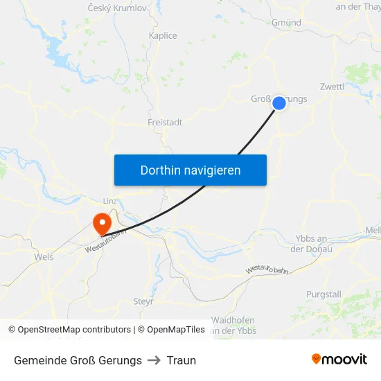 Gemeinde Groß Gerungs to Traun map
