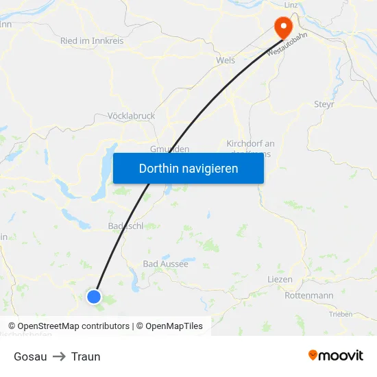 Gosau to Traun map