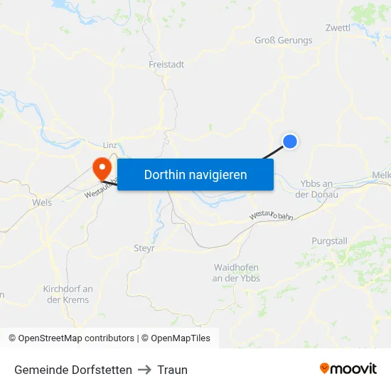Gemeinde Dorfstetten to Traun map