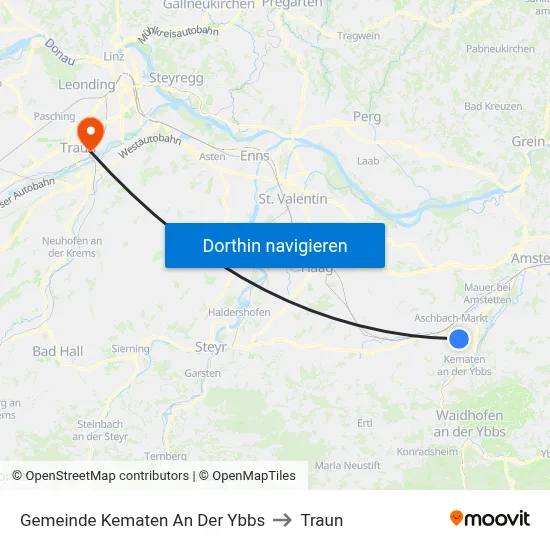 Gemeinde Kematen An Der Ybbs to Traun map