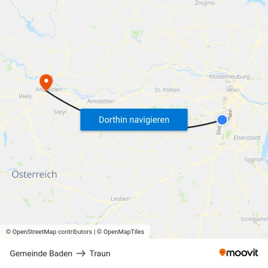 Gemeinde Baden to Traun map