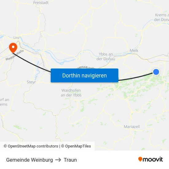 Gemeinde Weinburg to Traun map