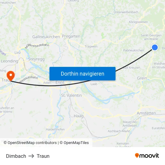 Dimbach to Traun map