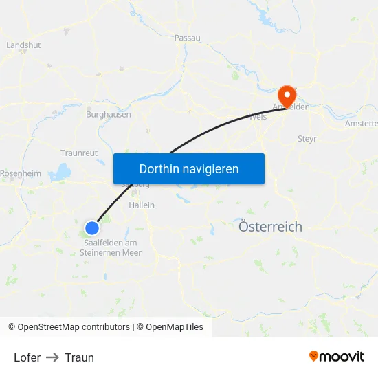 Lofer to Traun map