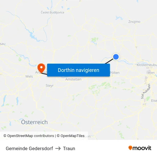 Gemeinde Gedersdorf to Traun map