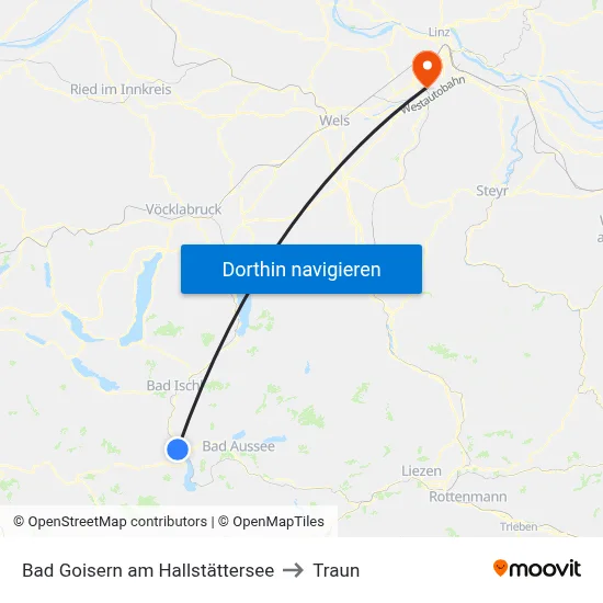 Bad Goisern am Hallstättersee to Traun map