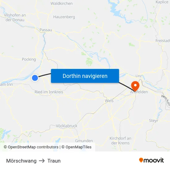 Mörschwang to Traun map