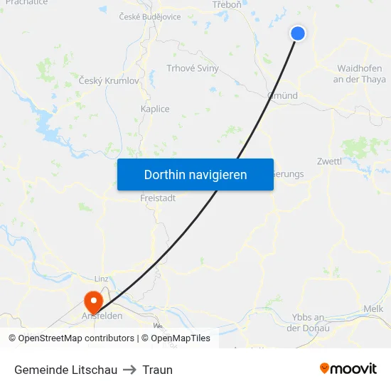 Gemeinde Litschau to Traun map
