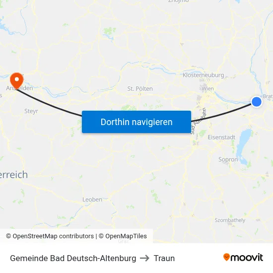 Gemeinde Bad Deutsch-Altenburg to Traun map