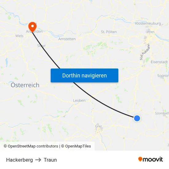 Hackerberg to Traun map