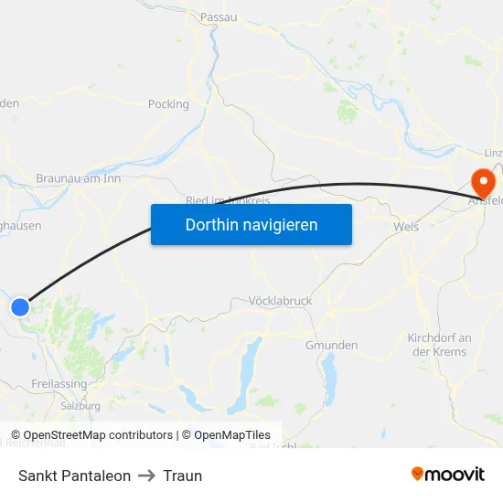 Sankt Pantaleon to Traun map