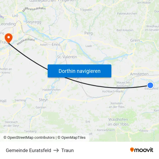 Gemeinde Euratsfeld to Traun map
