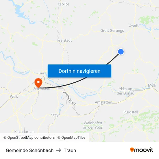 Gemeinde Schönbach to Traun map