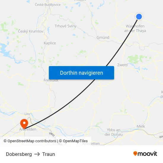 Dobersberg to Traun map