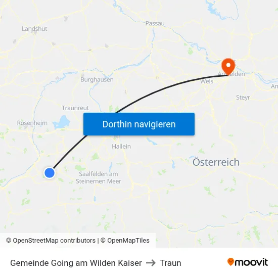 Gemeinde Going am Wilden Kaiser to Traun map
