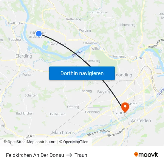 Feldkirchen An Der Donau to Traun map