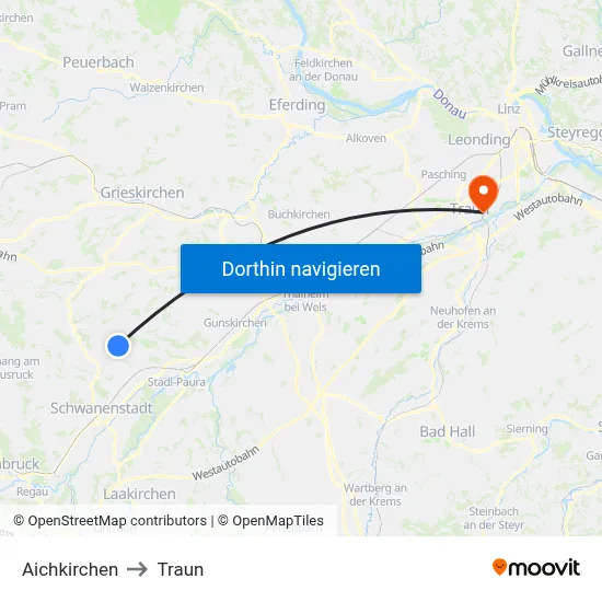 Aichkirchen to Traun map