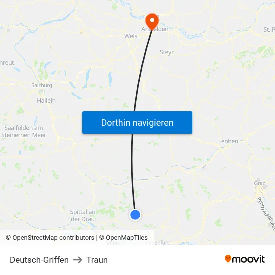 Deutsch-Griffen to Traun map