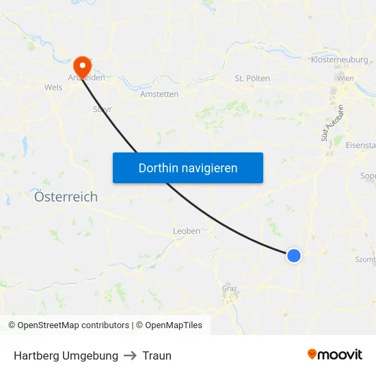 Hartberg Umgebung to Traun map