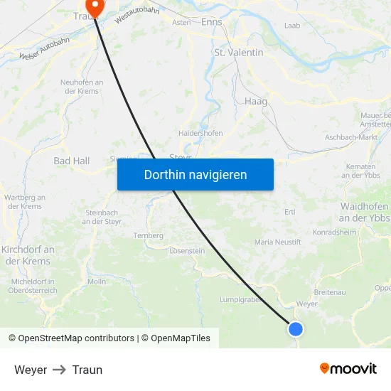 Weyer to Traun map
