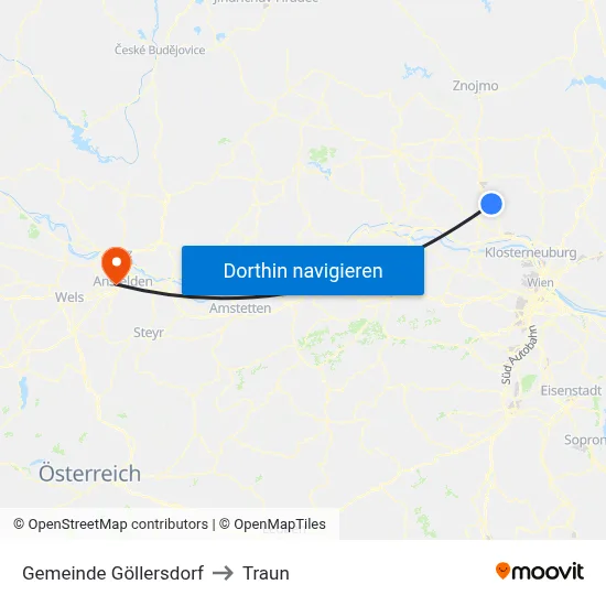 Gemeinde Göllersdorf to Traun map