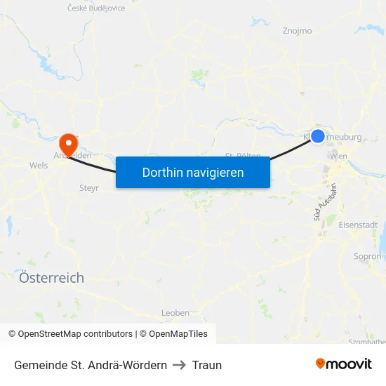 Gemeinde St. Andrä-Wördern to Traun map