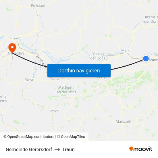 Gemeinde Gerersdorf to Traun map