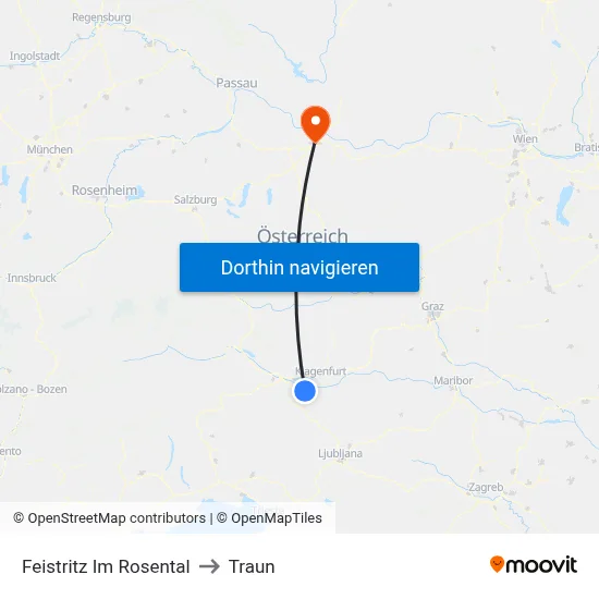 Feistritz Im Rosental to Traun map