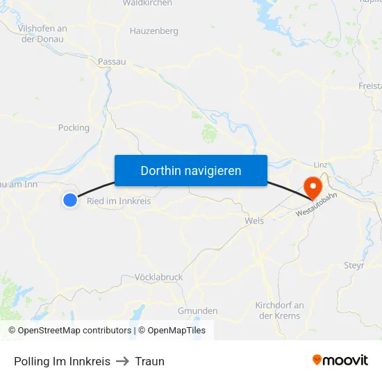 Polling Im Innkreis to Traun map