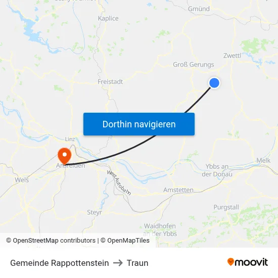 Gemeinde Rappottenstein to Traun map