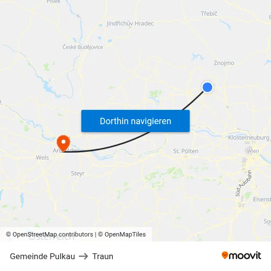 Gemeinde Pulkau to Traun map