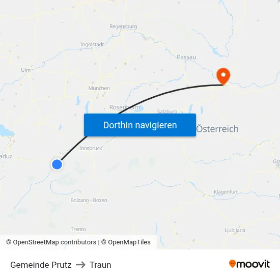 Gemeinde Prutz to Traun map