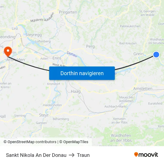 Sankt Nikola An Der Donau to Traun map