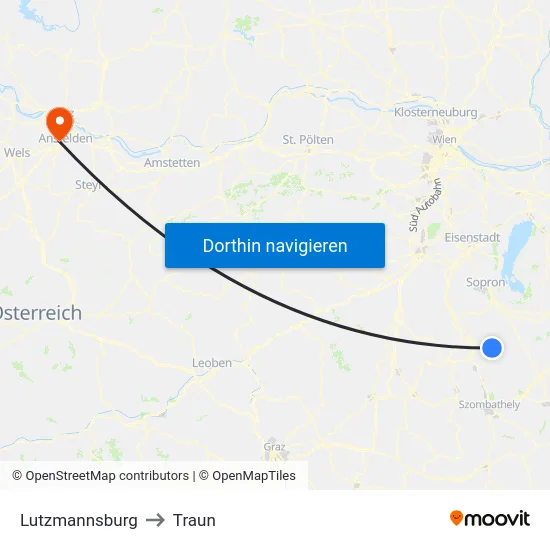 Lutzmannsburg to Traun map