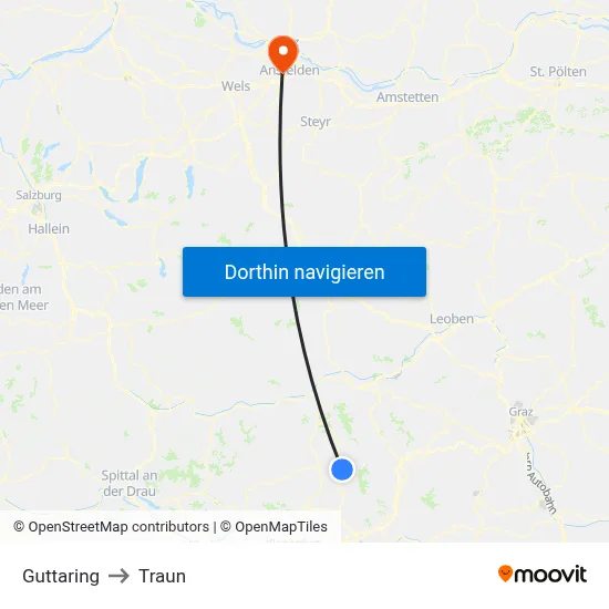 Guttaring to Traun map
