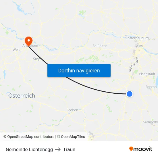 Gemeinde Lichtenegg to Traun map