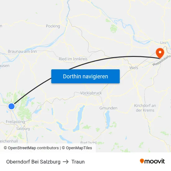 Oberndorf Bei Salzburg to Traun map