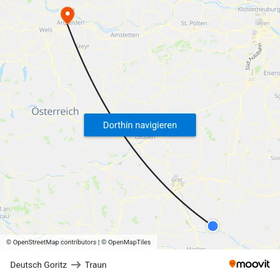 Deutsch Goritz to Traun map