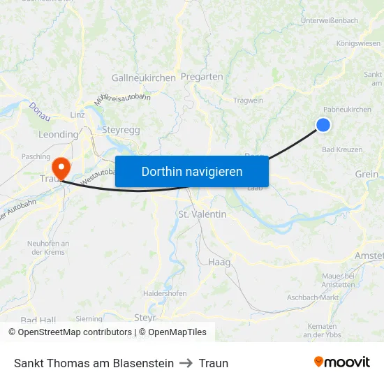 Sankt Thomas am Blasenstein to Traun map