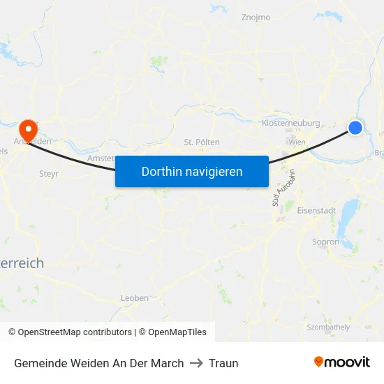Gemeinde Weiden An Der March to Traun map
