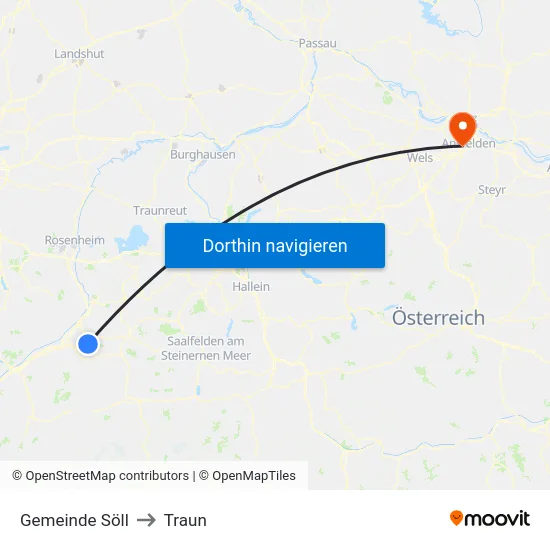 Gemeinde Söll to Traun map