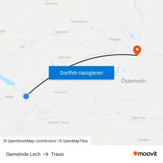 Gemeinde Lech to Traun map