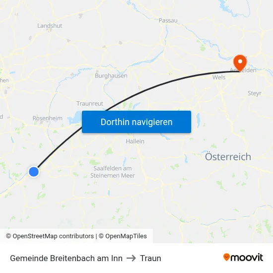 Gemeinde Breitenbach am Inn to Traun map