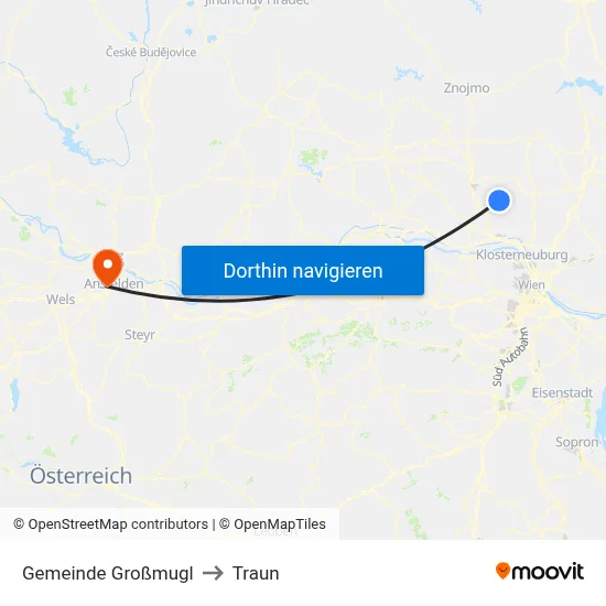 Gemeinde Großmugl to Traun map